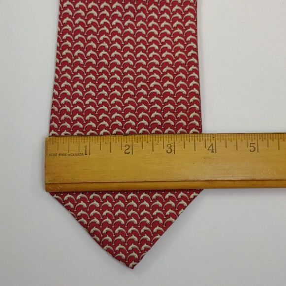 Brooks Brothers Silk Tie Red Dolphin 58 inches Necktie - Picture 6 of 9